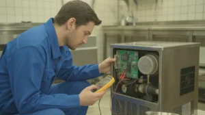 ice machine maintenance ice maker replacement parts ice maker troubleshooting condenser coil cleaning certified ice maker technician genuine parts warranty same-day ice machine repair commercial kitchen ice machines emergency ice maker service 