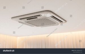 Modern home appliances including AC, refrigerator, and washing machine under extreme heat conditions with sunlight and warm indoor lighting